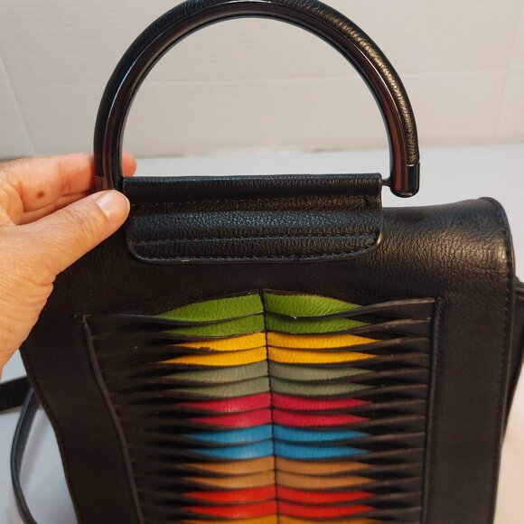 Leather Rainbow Crossbody Purse ~ Mellow World - Picture 3 of 8